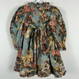 ❤️ Vintage Floral Kids Dress in Blue and Gold 3